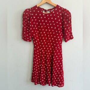Reformation Bard Red Floral Mini Dress Size 2